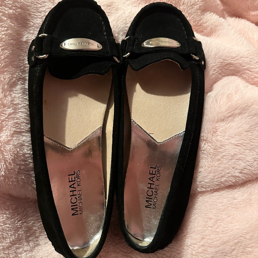 Michael Kors Black Suede Flats with Silver Accents 7